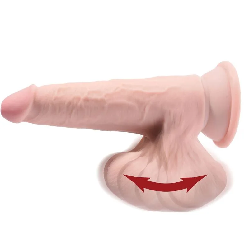 king cock - plus 3d dildo swinging balls 15.2 cm natural imagen 4 | karma sex & shop