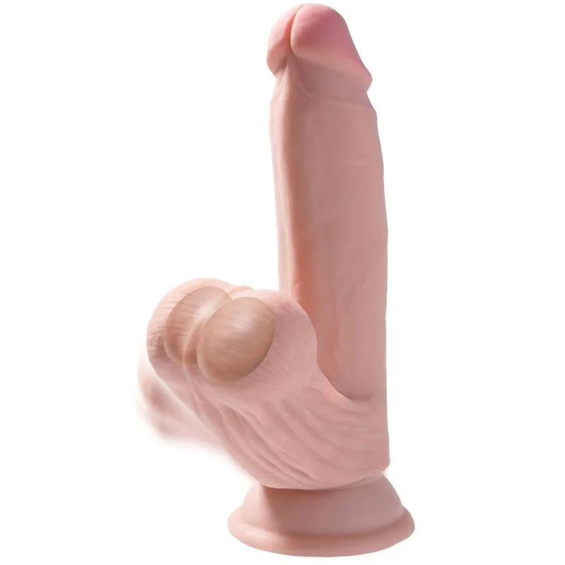 king cock - plus 3d dildo swinging balls 15.2 cm natural imagen 3 | karma sex & shop