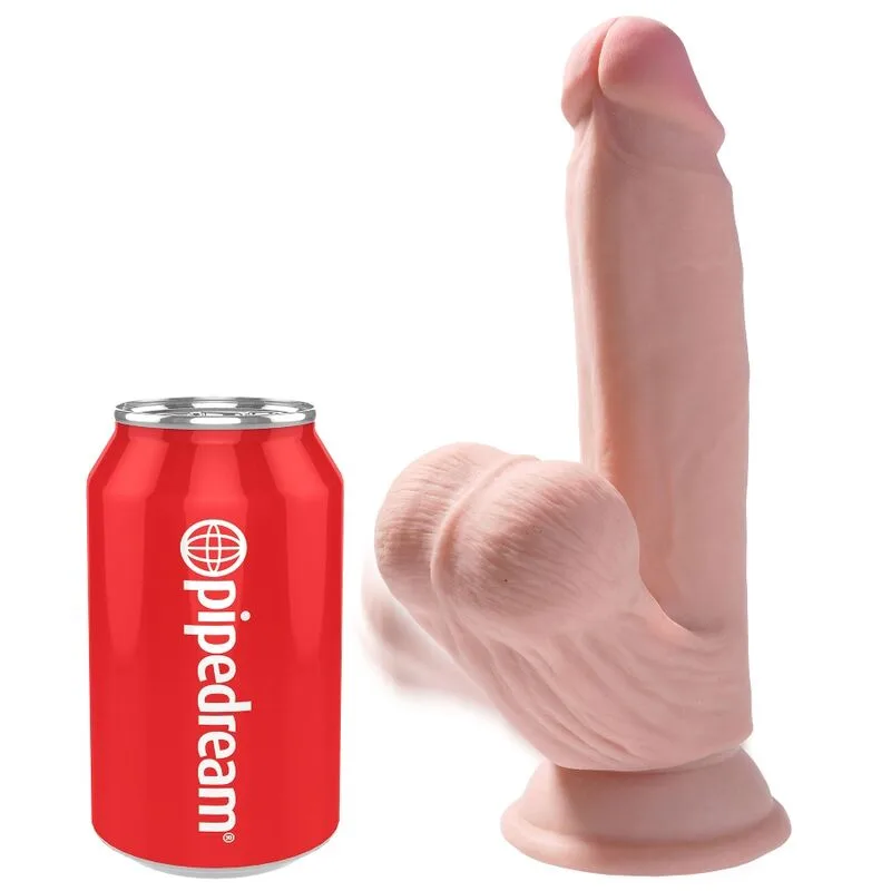 king cock - plus 3d dildo swinging balls 15.2 cm natural imagen 2 | karma sex & shop