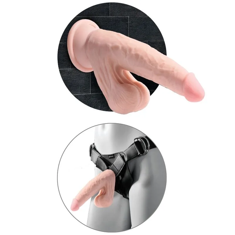 king cock - plus 3d dildo swinging balls 15.2 cm natural imagen 5 | karma sex & shop