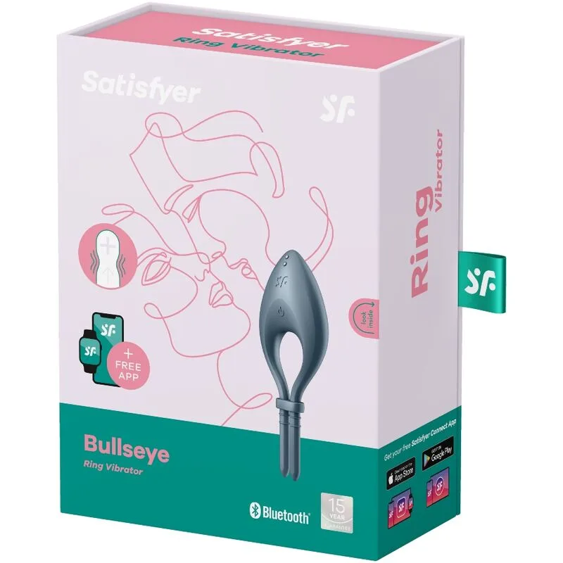 satisfyer - bullseye anillo vibrador app gris imagen 3 | karma sex & shop