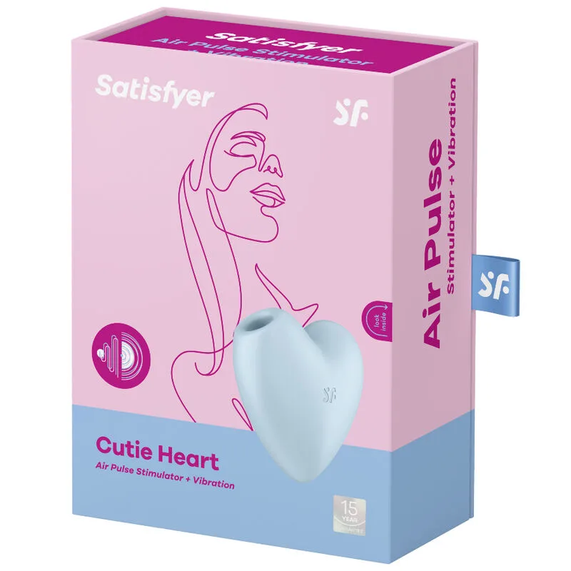 satisfyer - cutie heart estimulador y vibrador azul imagen 4 | karma sex & shop