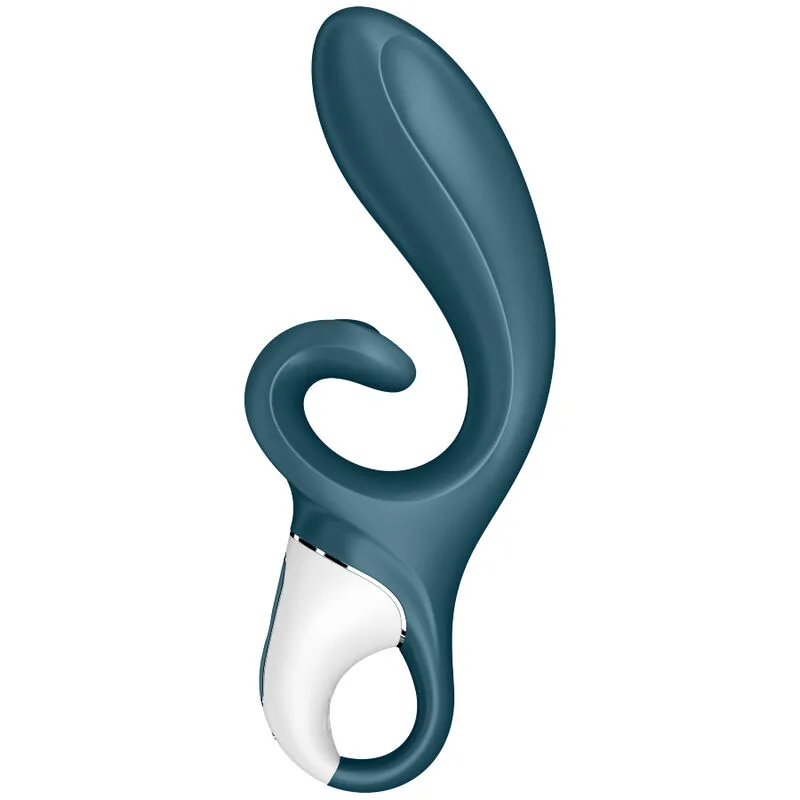 satisfyer - hug me vibrador rabbit app azul imagen 2 | karma sex & shop