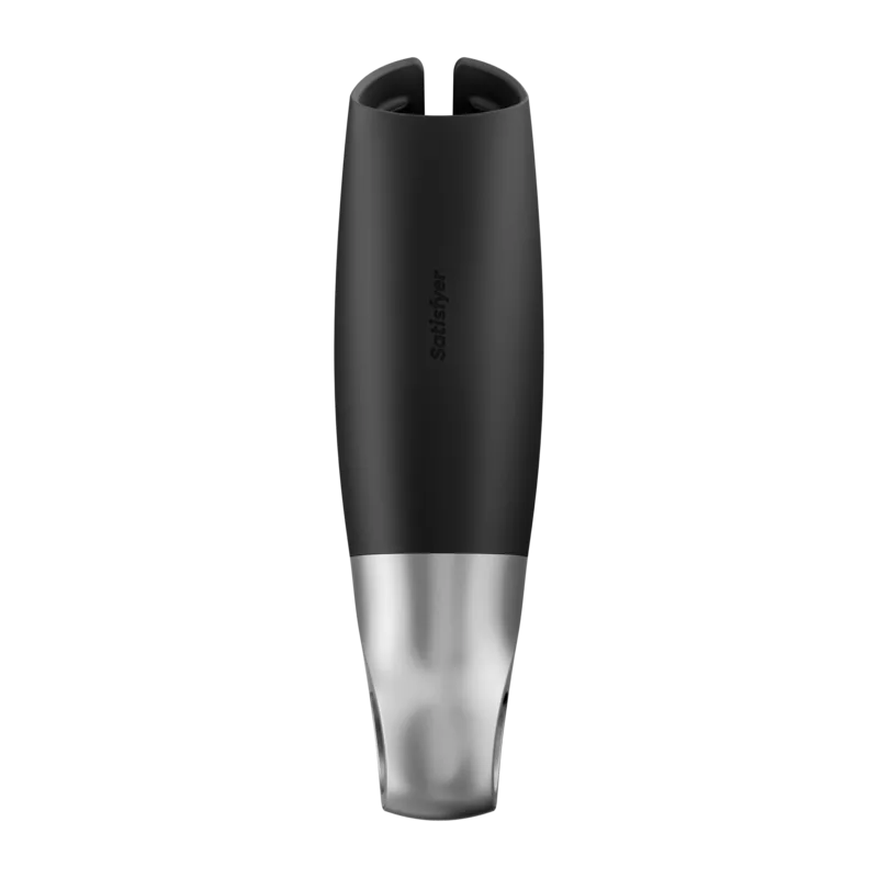 satisfyer - power masturbator negro y plata imagen 5 | karma sex & shop