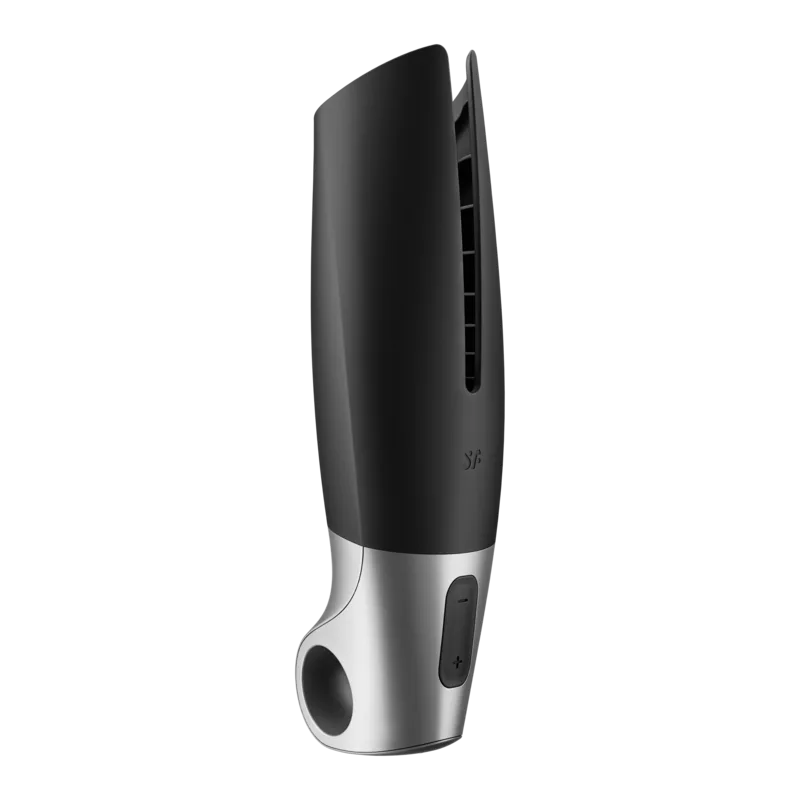 satisfyer - power masturbator negro y plata imagen 4 | karma sex & shop