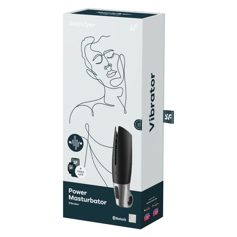 satisfyer - power masturbator negro y plata imagen 6 | karma sex & shop