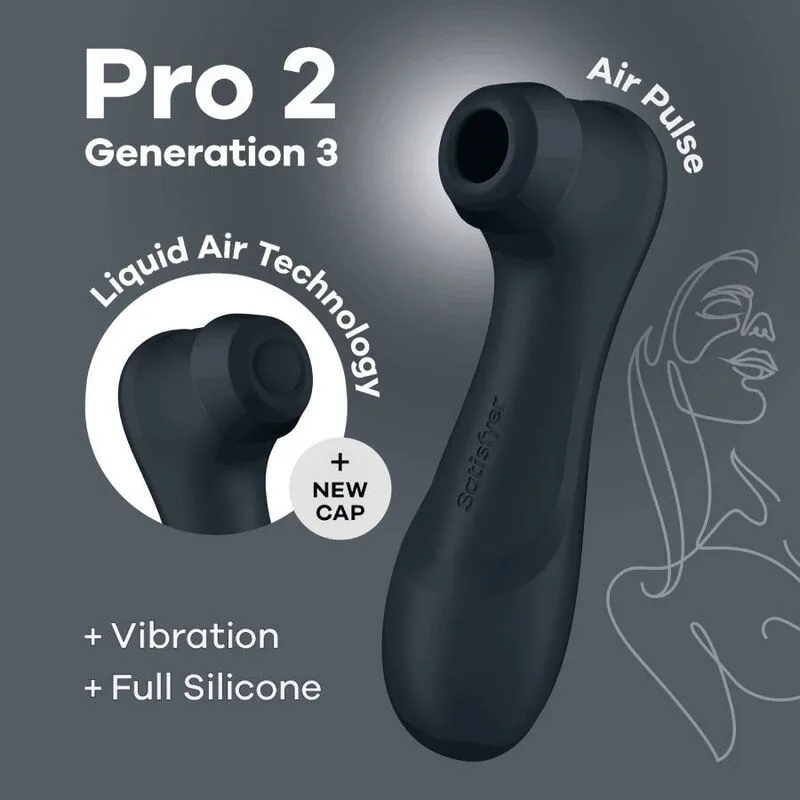 satisfyer - pro 2 generación 3 liquid air technology negro imagen 5 | karma sex & shop