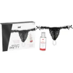intt releases - panty brasileña negra con perlas y gel lubricante 50 ml imagen 3 | karma sex