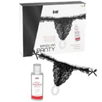 intt releases - panty brasileña negra con perlas y gel lubricante 50 ml imagen 4 | karma sex