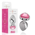 intense - plug anal metal aluminio corazón rosa talla m imagen 1 | karma sex & shop