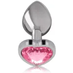 intense - plug anal metal aluminio corazón rosa talla m imagen 2 | karma sex & shop