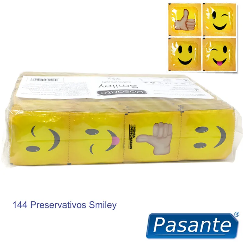 pasante - preservativo smiley bolsa 144 unidades imagen 3 | karma sex & shop