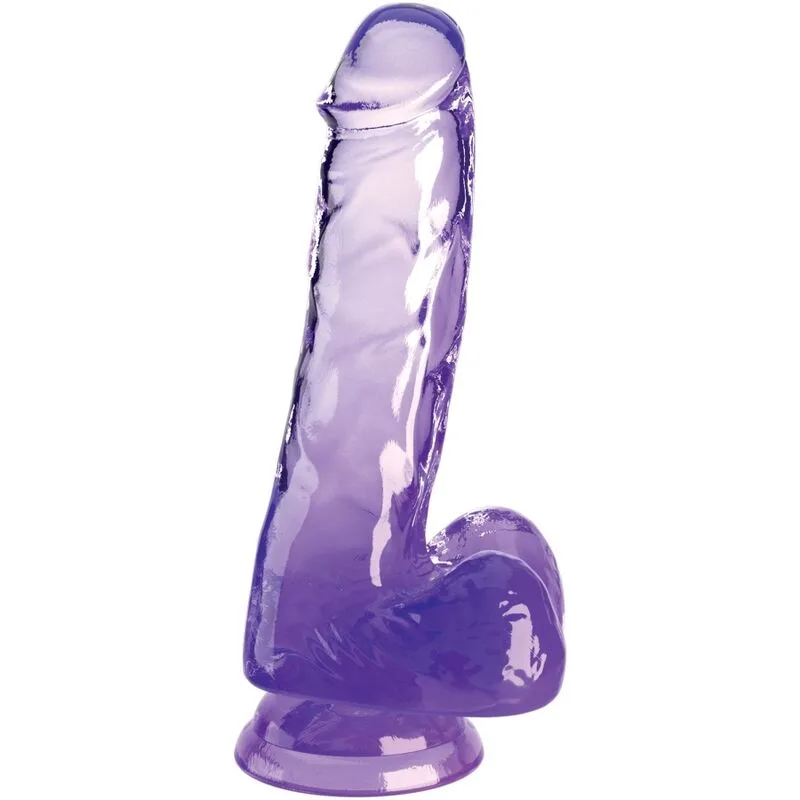 king cock - clear pene realístico con testículos 13.5 cm morado imagen 1 | karma sex & shop