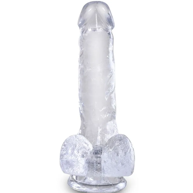 king cock - clear pene realístico con testículos 13.5 cm transparente imagen 2 | karma sex & shop