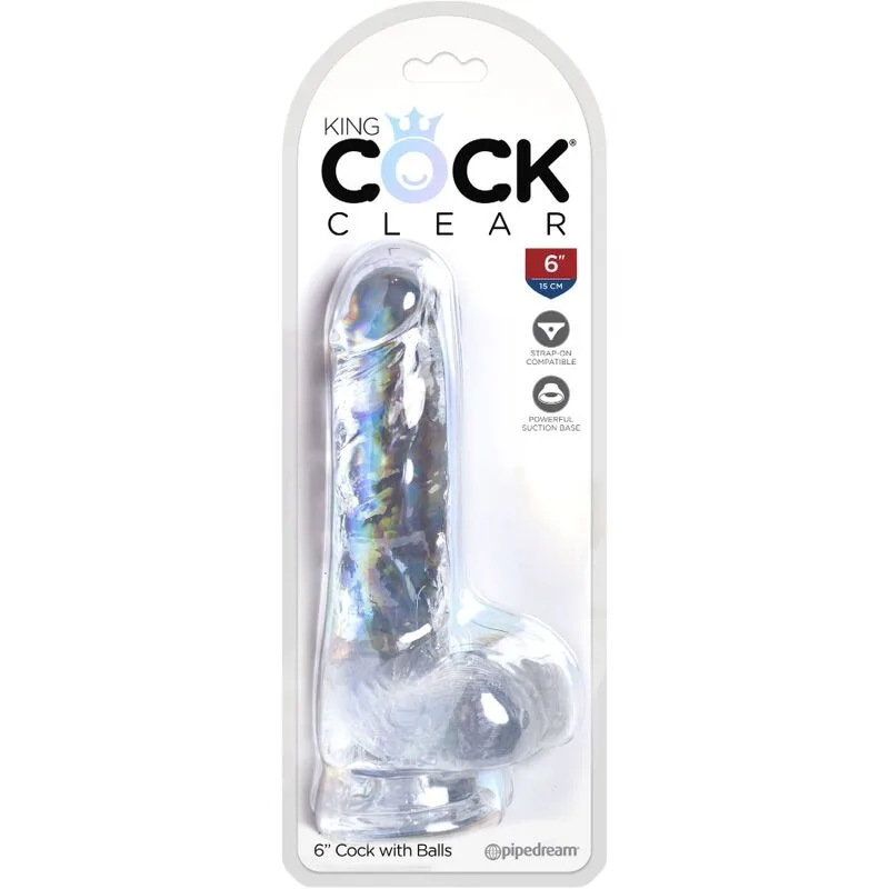 king cock - clear pene realístico con testículos 13.5 cm transparente imagen 5 | karma sex & shop