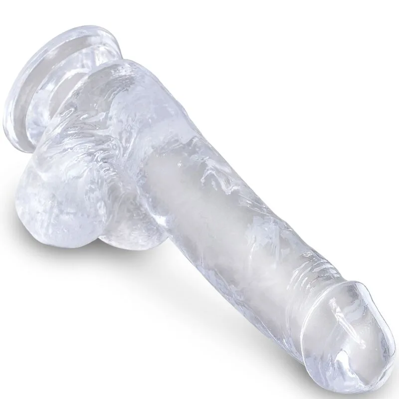 king cock - clear pene realístico con testículos 13.5 cm transparente imagen 3 | karma sex & shop