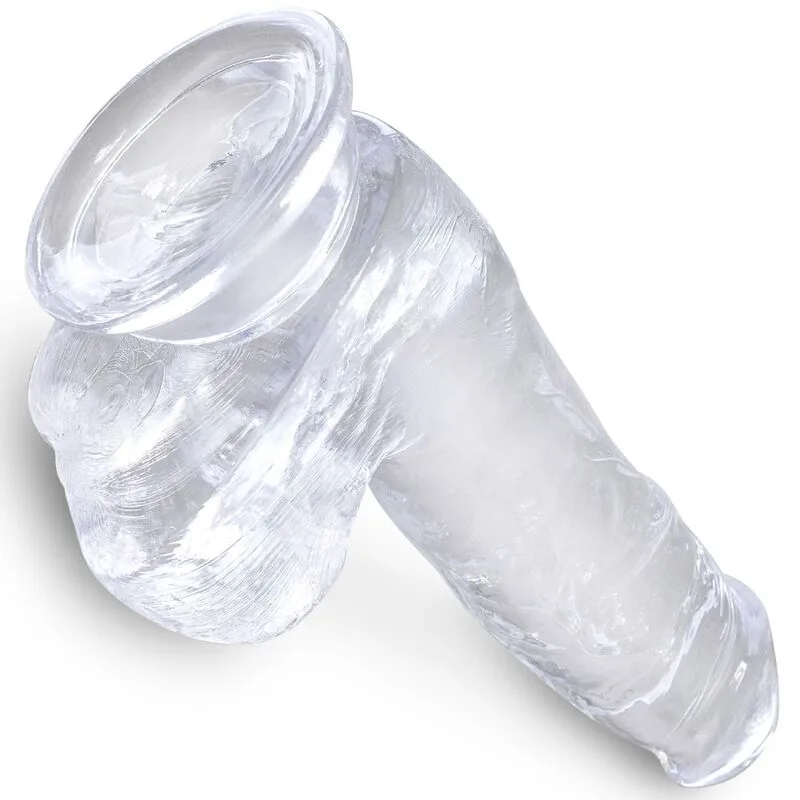 king cock - clear pene realístico con testículos 13.5 cm transparente imagen 4 | karma sex & shop