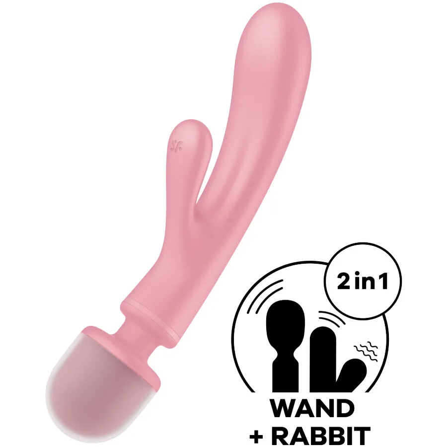 satisfyer - triple lover masajeador vibrador rabbit rosa imagen 6 | karma sex & shop