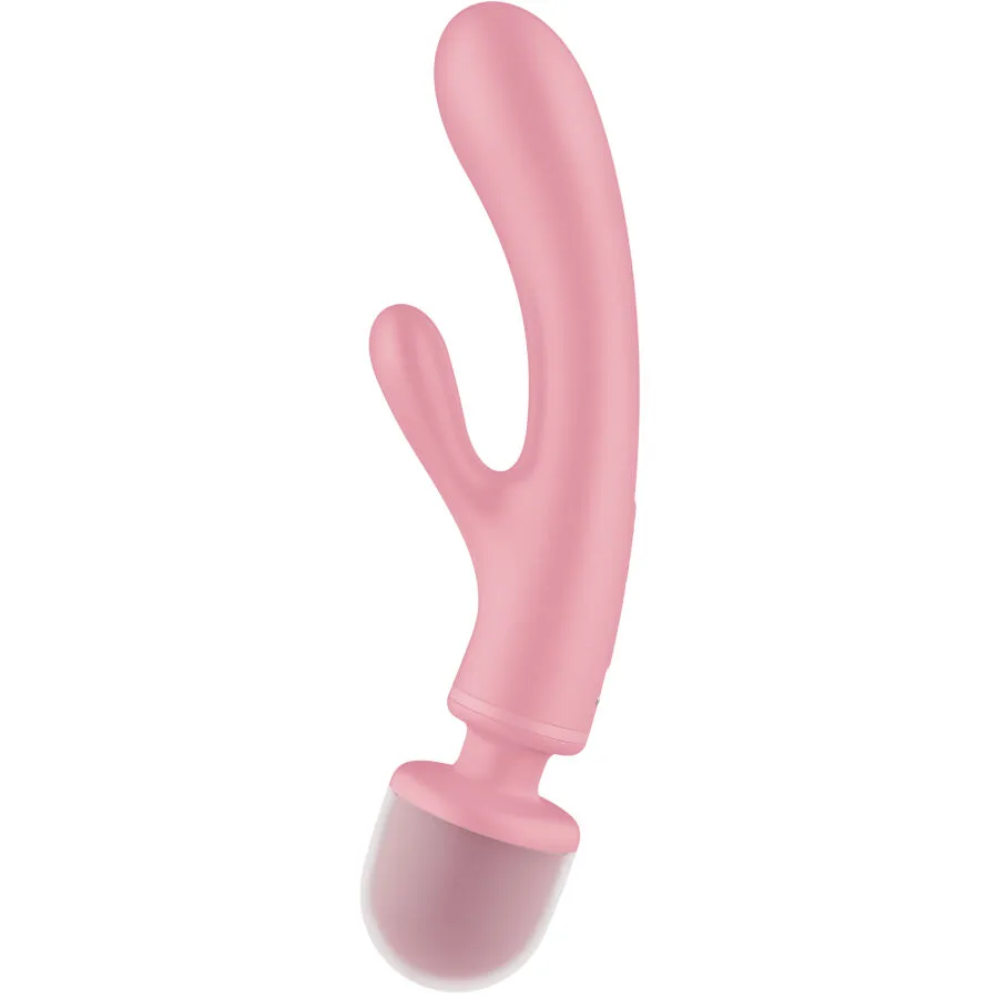 satisfyer - triple lover masajeador vibrador rabbit rosa imagen 3 | karma sex & shop