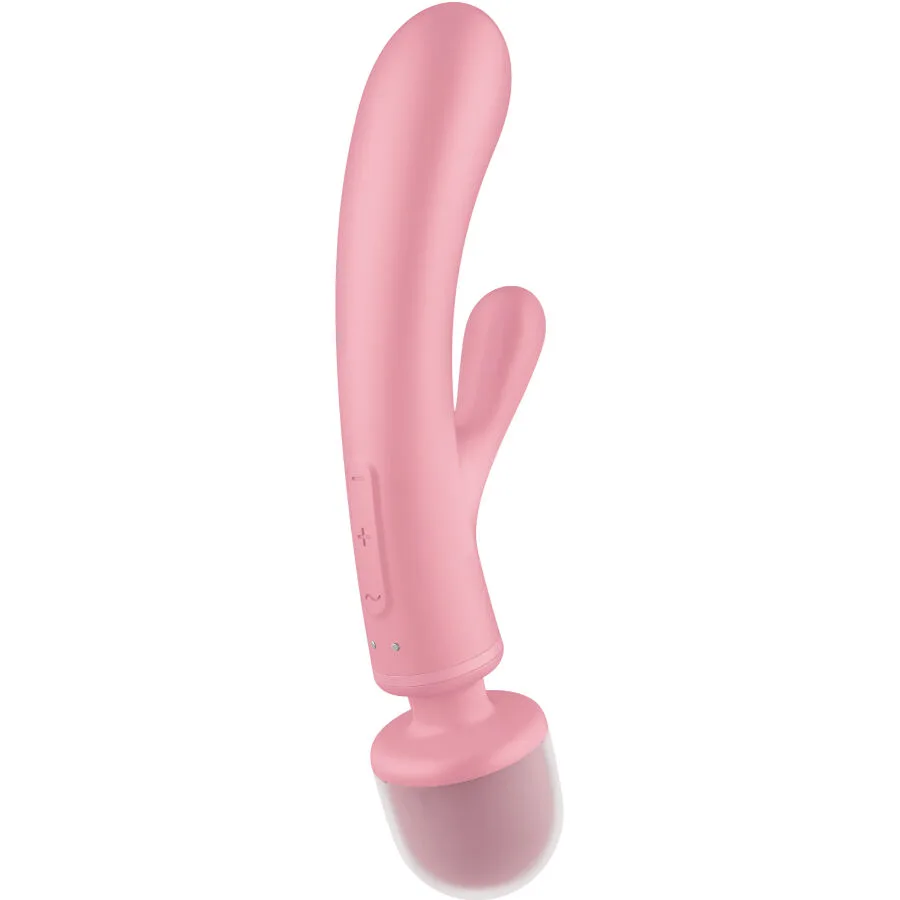 satisfyer - triple lover masajeador vibrador rabbit rosa imagen 2 | karma sex & shop