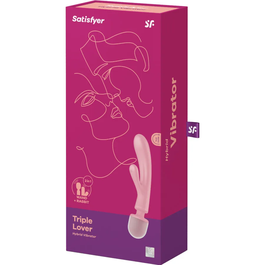 satisfyer - triple lover masajeador vibrador rabbit rosa imagen 7 | karma sex & shop