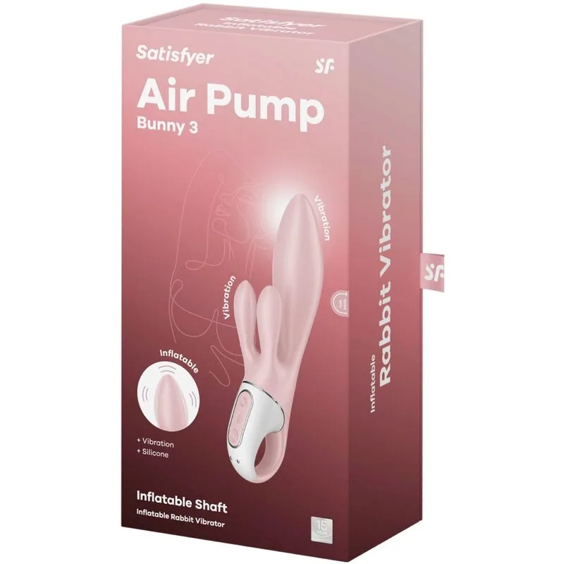 satisfyer - air pump bunny 3 inflable vibrador rabbit rosa imagen 6 | karma sex & shop