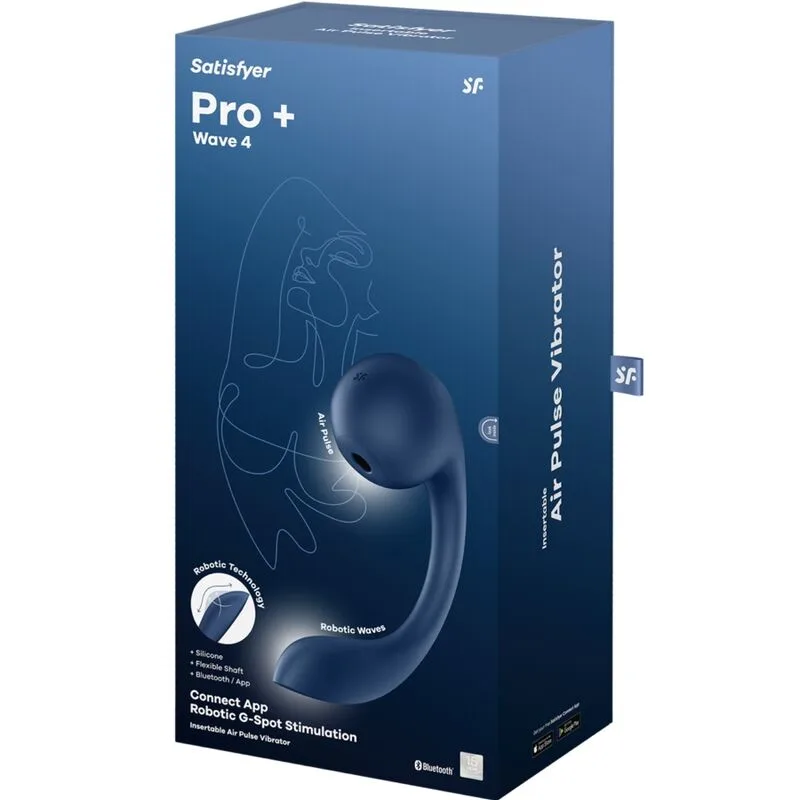 satisfyer - pro+ wave 4 estimulador punto g & air pulse aplicación gratuita azul oscuro imagen 6 | karma sex & shop