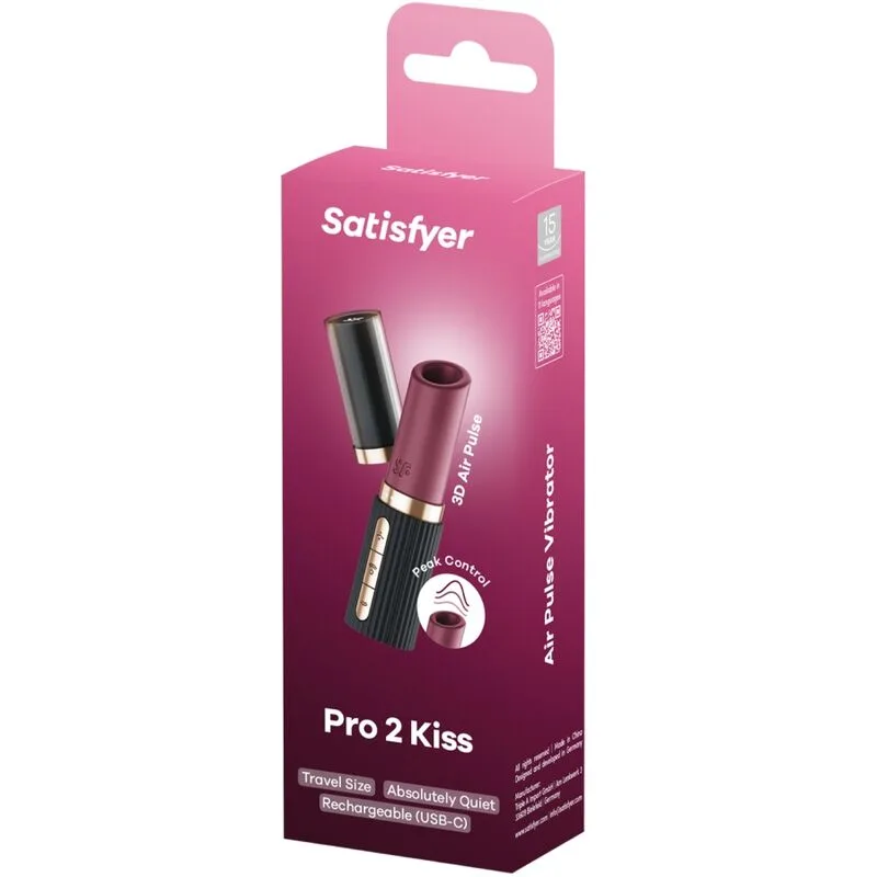 satisfyer - pro 2 kiss estimulador clítoris por ondas granate / negro imagen 6 | karma sex & shop