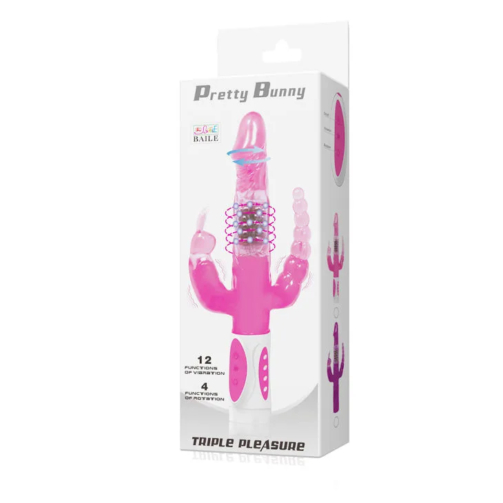 baile - pretty bunny triple vibrador rotador imagen 7 | karma sex & shop
