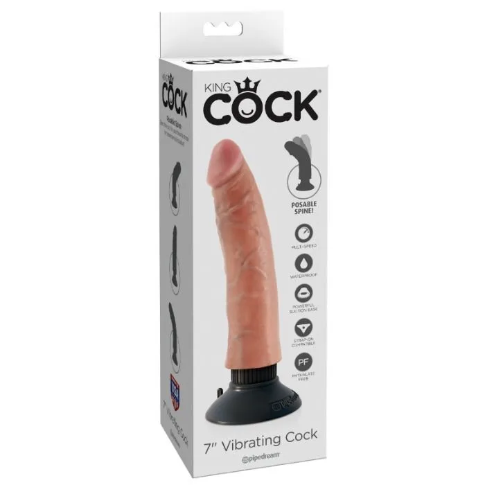 king cock - dildo vibrador 17.78 cm natural imagen 1 | karma sex & shop