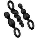 satisfyer - anal plugs set 3 pcs negro imagen 1 | karma sex