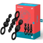 satisfyer - anal plugs set 3 pcs negro imagen 2 | karma sex