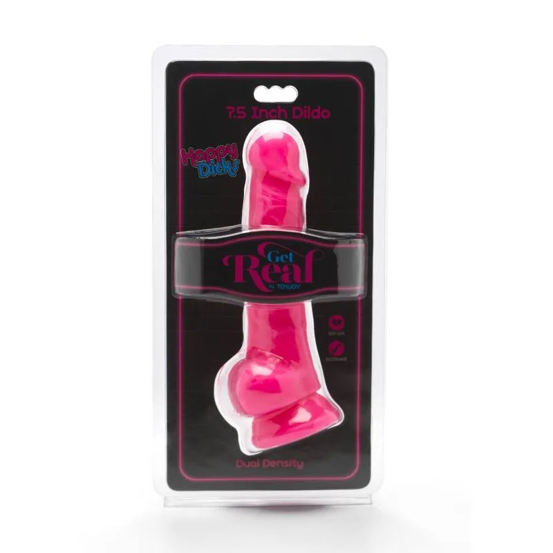 get real - happy dicks 19 cm con testículos rosa imagen 2 | karma sex & shop