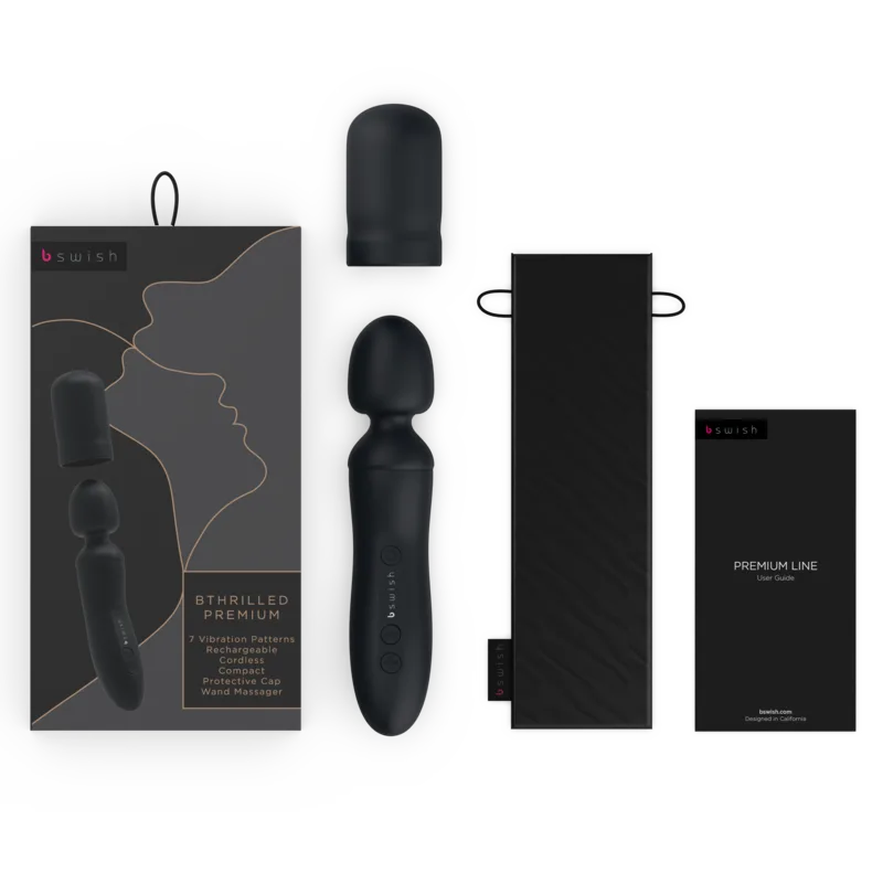 b swish - bthrilled vibrador wand premium negro imagen 4 | karma sex & shop