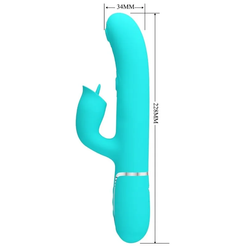 pretty love - vibrador rabbit con licking verde agua imagen 2 | karma sex & shop