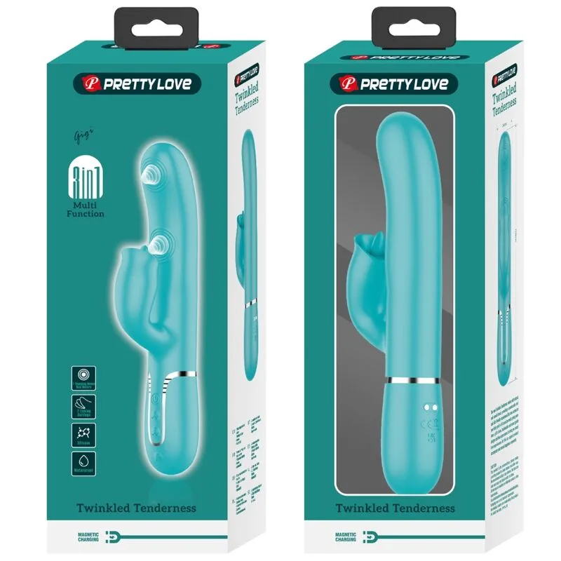 pretty love - vibrador rabbit con licking verde agua imagen 4 | karma sex & shop