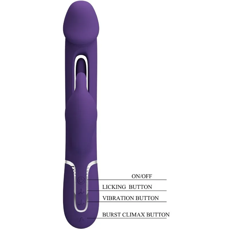 pretty love - kampas vibrador rabbit 3 en 1 multifunción con lengua violeta imagen 7 | karma sex & shop