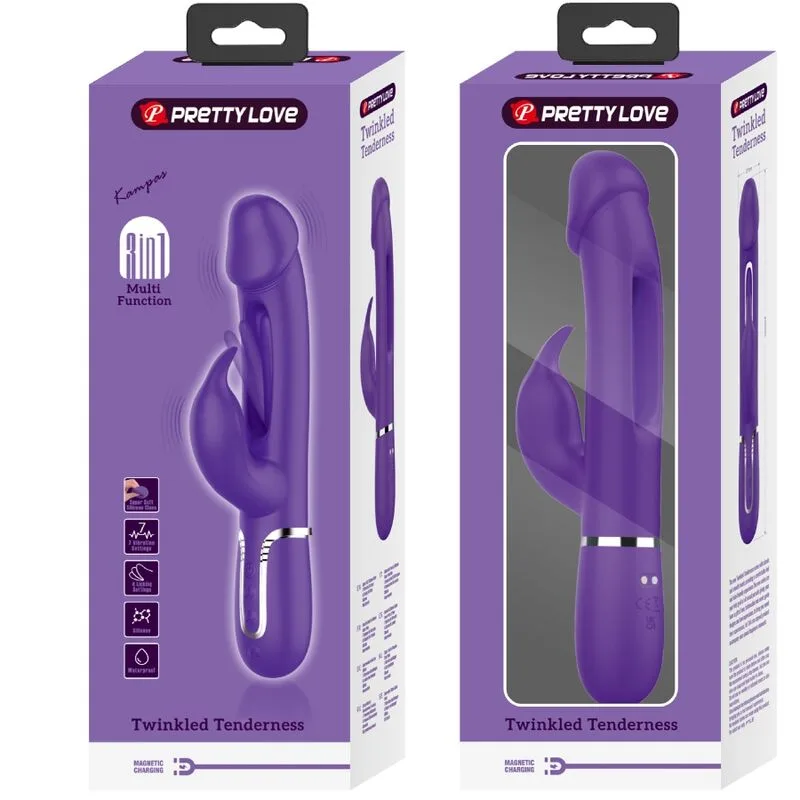 pretty love - kampas vibrador rabbit 3 en 1 multifunción con lengua violeta imagen 9 | karma sex & shop