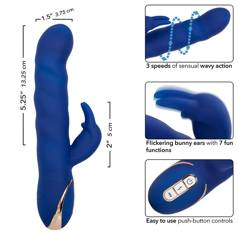calexotics - jack vibrador rabbit movimiento de ondas azul imagen 7 | karma sex & shop