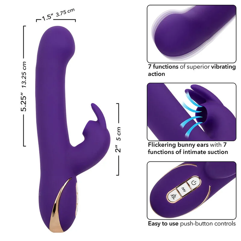 calexotics - jack vibrador rabbit y estimulador 7 niveles de vibración y ondas estimuladoras azul imagen 8 | karma sex & shop