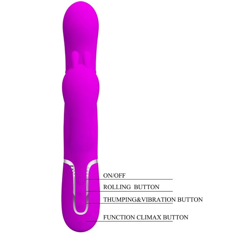 pretty love - cammy triple vibrador multifunción 4 en 1 rosa imagen 8 | karma sex & shop