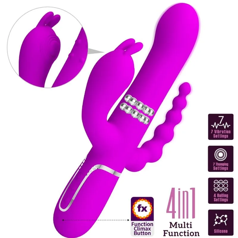 pretty love - cammy triple vibrador multifunción 4 en 1 rosa imagen 9 | karma sex & shop