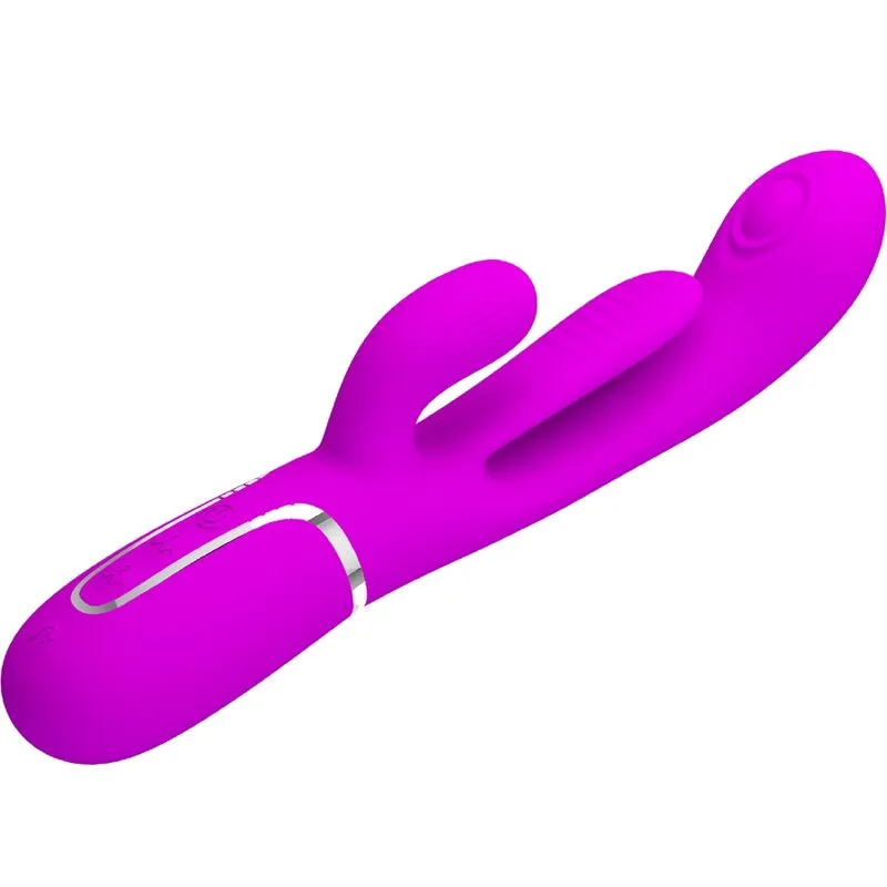 pretty love - shania triple vibrador rabbit multifunción rosa imagen 3 | karma sex & shop