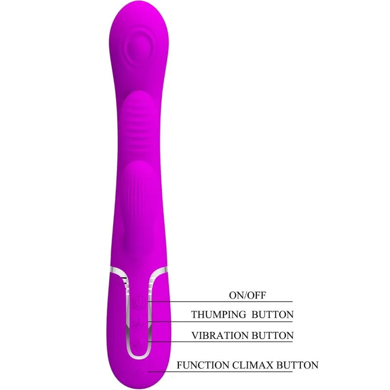 pretty love - shania triple vibrador rabbit multifunción rosa imagen 5 | karma sex & shop