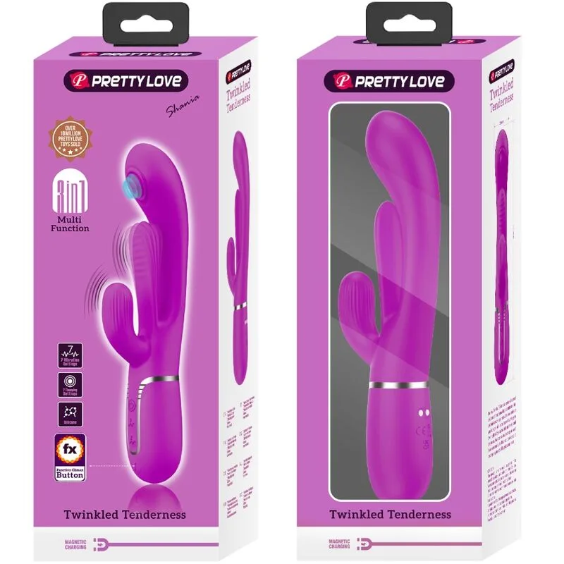 pretty love - shania triple vibrador rabbit multifunción rosa imagen 8 | karma sex & shop