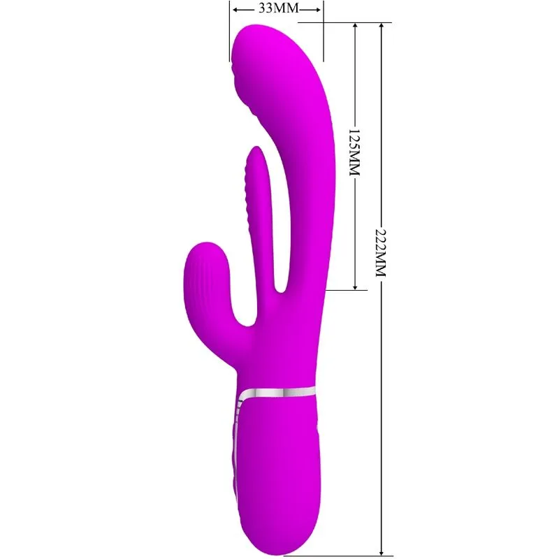 pretty love - shania triple vibrador rabbit multifunción rosa imagen 7 | karma sex & shop