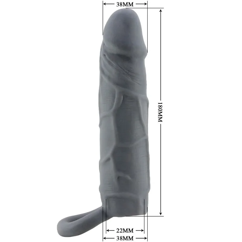pretty love - funda de pene de piel realística gris oscuro imagen 5 | karma sex & shop