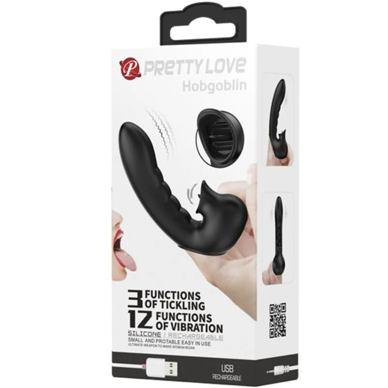 pretty love - hobgoblin funda vibradora para dedo 12 vibraciones + estimulador clítoris negro imagen 8 | karma sex & shop