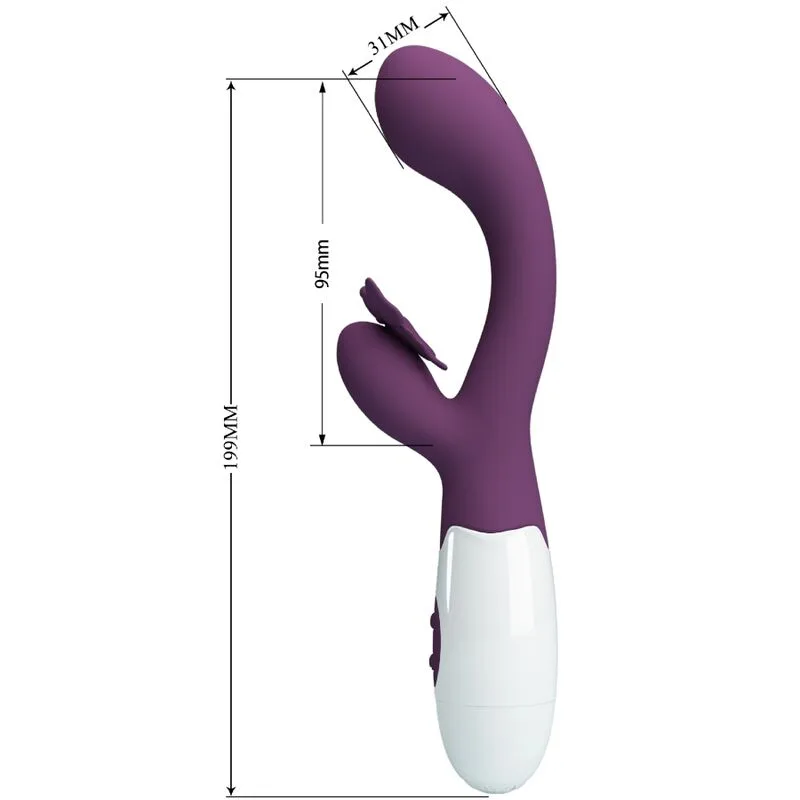 pretty love - butterfly kiss vibrador rabbit & estimulador punto g morado imagen 3 | karma sex & shop