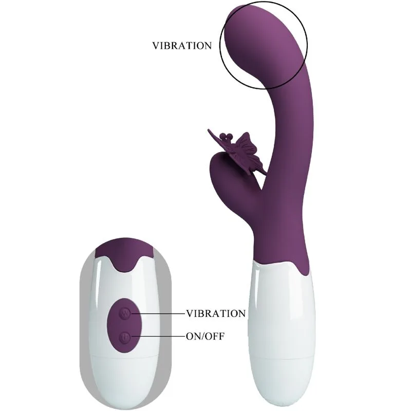 pretty love - butterfly kiss vibrador rabbit & estimulador punto g morado imagen 4 | karma sex & shop